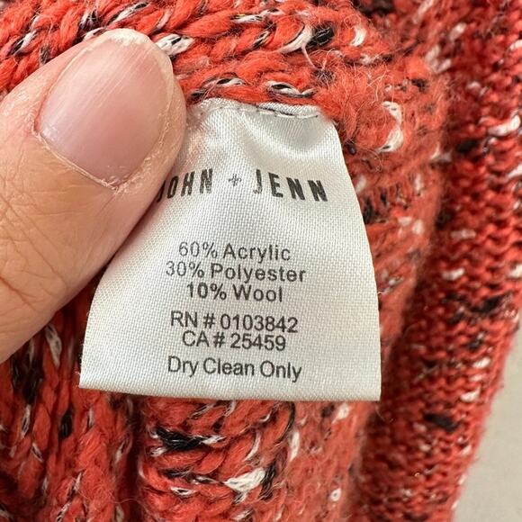 JOHN + JENN | Red Marled Chunky Knit Cropped Sweater | Size Large - Picture 6 of 6